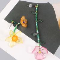 Collar de flores de resina hecho a mano, diseño minoritario de estilo coreano, pendiente colgante con cuentas, pendientes asimétricos con borlas de aleación, regalo de cumpleaños - details 3