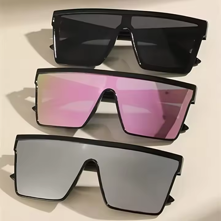 3 Pares de Gafas de Moda Estilo Tecnológico Moderno con Montura Integrada Multicolor para Hombre - 1