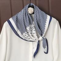 Bufanda cuadrada de seda a cuadros para mujer, banda de satén para el pelo, suave para el trabajo, Hijab, Foulard para la cabeza, 2021 - details 6