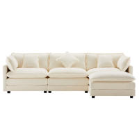 Sofá de Chenilla Tres Plazas Mueble de Ropa de Esquina con Descansabrazos - details 13