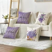 Juego de 4 fundas de lino de lavanda morada, para Granja, Color sólido para Sala de estar y sofá - details 5