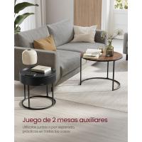 Auxiliares Redondas, Mesas Nido, Estilo Moderno, Almacenaje Oculto y Bandeja Superior, Salón, Dormitorio, Balcón, Beige Natural y Negro Tinta LCT044K67 - details 17