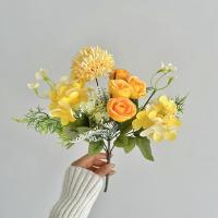 Ramo de rosas simuladas con bola bordada, ramo de mano de 44CM, bola de rosas artificiales, accesorios de fotografía para salón de bodas, decoración del hogar - details 5