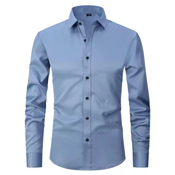 Nueva camisa social de manga larga para hombre de otoño/invierno grande 6XL de alta calidad, moda sin hierro, informal de negocios, blanco puro - 1