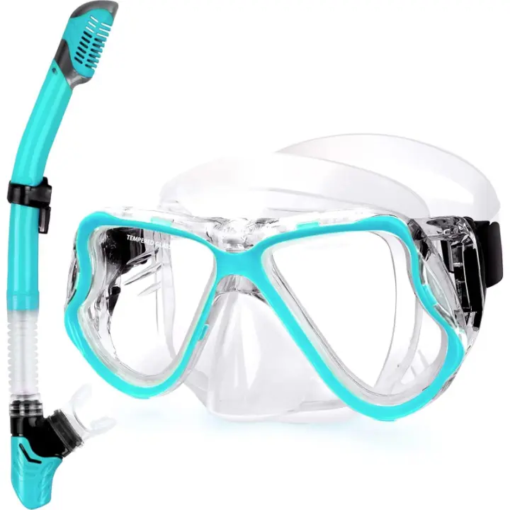 Equipo de snorkel Seco, Vista Panorámica amplia, Máscara de Buceo antivaho, equipo de snorkel Profesional, Verde - 1
