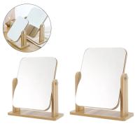 El espejo de maquillaje de pie de madera puede girar 360 grados, generalmente utilizado en dormitorios y hogares, cómodo de usar. - details 0