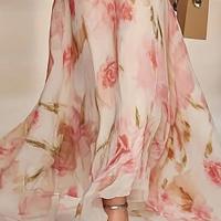 Elegante Vestido Largo Estilo Bohemio con Estampado Floral Vestido de Fiesta de Cintura Alta con Cuello de Pico para Primavera Vestido Largo con Cremallera de Manga Corta para Verano - details 3