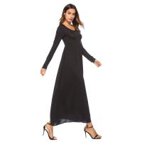 Vestido de cintura alta de manga larga de Color sólido para mujer, novedad de primavera 2025, con columpio grande - details 2