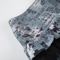 BUNO-minifalda de encaje en contraste, estilo gótico, detalle de lazo, cintura baja, estampado Floral, faldas cortas acampanadas, trajes de calle Y2K - details 9