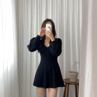 Vestido corto de punto para mujer, prenda elegante de manga larga con cuello de pico, ajustado, color negro, novedad de invierno - details 27