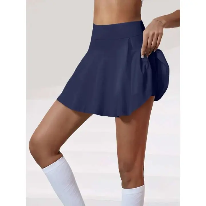 Faldas de mujer Sports Essentials pantalones de Color sólido muy elásticos Falda plisada de tela de seda de leche transpirable de doble capa - 1