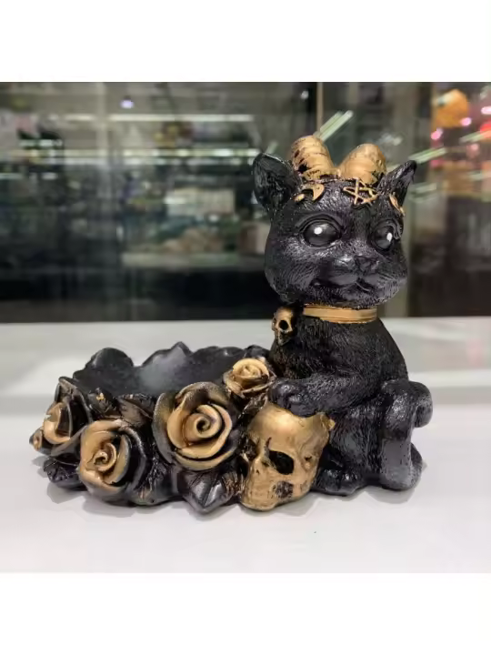 Gato Croissant de Resina Base de Jade de Bola de Cristal Proceso de Resina - 1