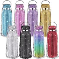 Botella de agua de diamante brillante, vaso térmico de acero inoxidable, frasco de vacío de diamantes de imitación, tazas ostentosas a prueba de fugas con tapa, hogar y oficina - details 4