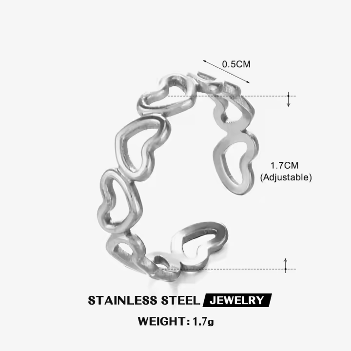 Wency-Anillos minimalistas de corazón hueco para mujer, sortija ajustable de acero inoxidable, joyería de fiesta, regalo 2024 - 1