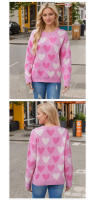 Suéter de punto para el día de San Valentín para mujer - Jersey de manga larga con cuello redondo y diseño de perlas y corazones, prendas de punto informales y acogedoras para invierno - details 7