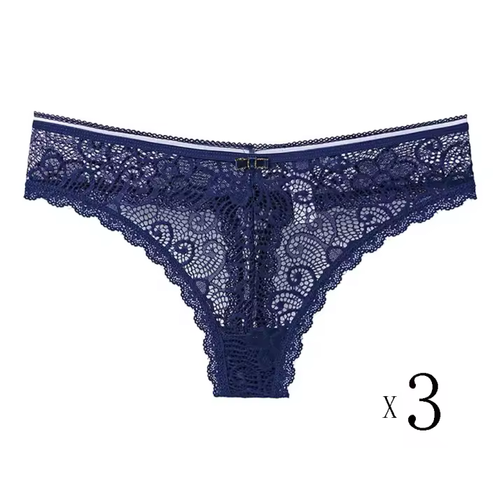 Bragas de encaje para mujer, tangas transpirables ahuecadas, ropa interior de cintura baja, lencería femenina de 2 a 6 piezas - 1
