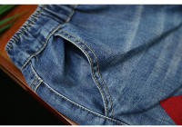 Vaqueros Elegantes de Verano para Mujer 2023 Diseño Bordado Holes Sueltos y Elásticos Pantalones Harem Pinchas de Algodón Denim Rasgado Vintage para Mujer Apto para Primavera/Verano - details 10