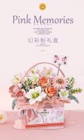 Mini Rose Bundle Building Block DIY Flower Basket, ladrillo decorativo para el hogar con luz, lindo juguete de regalo - details 2