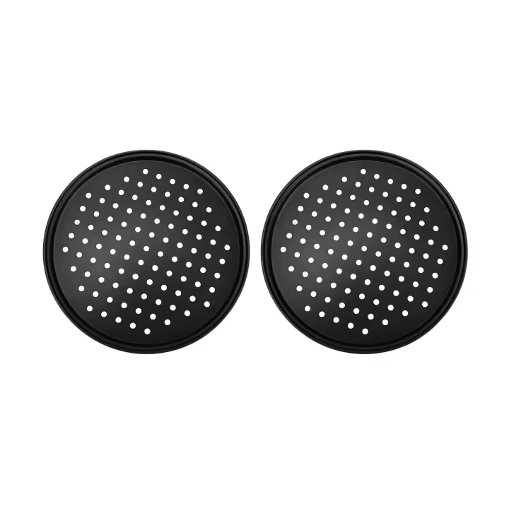 Sartenes perforadas personales para Pizza, bandeja de acero al carbono con revestimiento antiadherente, fácil de limpiar, 11 pulgadas, 2 paquetes - 1