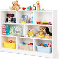 Estantería Infantil de 3 Niveles Organizador de Juegos de Madera Mueble Multiuso para Libros y Juegos 122 x 32 x 93 cm Blanco - details 0