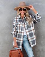 Chaqueta casual de lana con estampado a cuadros de moda de primavera 2025 para mujer - details 0