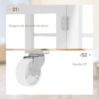Mesa Plegable Alas Abatibles Comedor Plegable Cocina 2 Ruedas y Estantes Estilo Morno 120x60x75 cm Blanco - details 5
