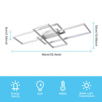 38W Plafón LED rectangular moderno, blanco, 90*50*9cm - luz blanca 6500K 220V - Iluminación Interior de Estilo Nórdico - Para Sala de estar, Dormitorio, Comedor, Salón - details 4