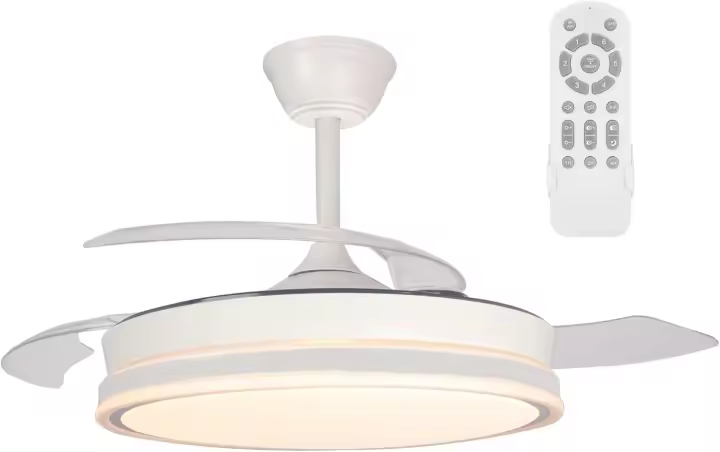 Ventilador LED aspas plegables Blanco 45W con Memoria de encendido y Mando a distancia CCT Regulable - 1