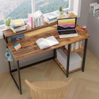 Escritorio de Ordenador con Soporte de Monitor Escritorio de Oficina con Estantes de Almacenamiento Ajustables Pequeño Escritorio Reversible para el Estudio Beige - details 25