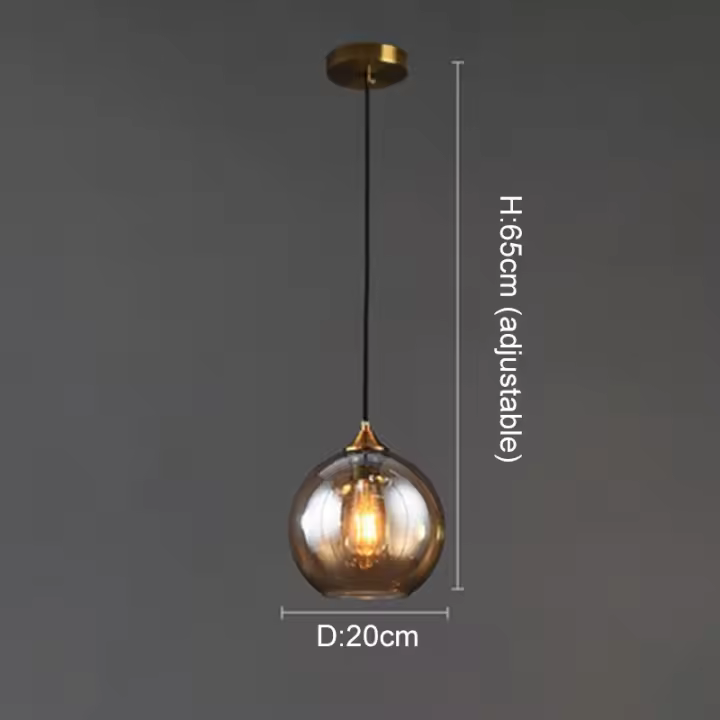 Lámpara colgante Retro Industrial, lámpara colgante de techo con bola de cristal, accesorios para comedor, isla de cocina, cafetería, mostrador de Bar - 1