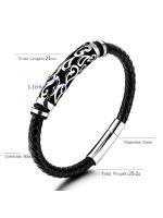 Pulsera De Acero Inoxidable Para Hombres Con Cordón De Cuero Tejido a Mano Joyería Masculina Regalos Estilo Europeo Y Americano - details 10