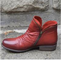 Botas Martin de otoño e invierno para mujer, botas cortas desnudas de PU con cremallera lateral y tacón bajo - details 3
