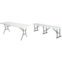 Mesa rectangular plegable blanco efecto granito 185x76x74 cm - details 8