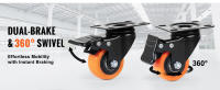 SucceBuy Juego de 4 ruedas giratorias, ruedas de placa giratoria con bloqueo, ruedas de PVC resistentes que no dejan marcas, rodadura silenciosa para carrito, muebles y banco de trabajo - details 1