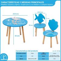 Mesa y Silla Infantil Divertidos Formas Marinas y Juego en Raya Madera de Pino Montaje Fácil - details 5