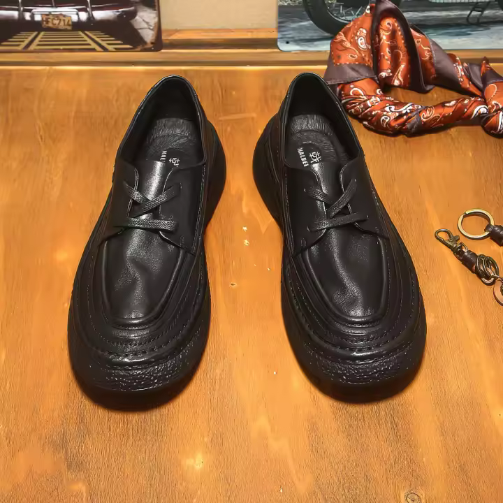 Zapatos de cuero para hombre, de cuero genuino de alta gama, primera capa de cuero vacuno, suela suave. - 1