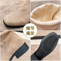 Botas de pila, botas de hombre para mujer, botas de gamuza retro 2025 otoño nuevo, tacón cuadrado, punta redonda, botas medias y cortas, tendencia. - details 7