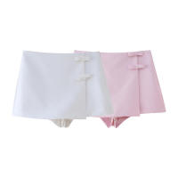 Minifalda de moda con lazos laterales, pantalones cortos elegantes de cintura alta para mujer - details 1