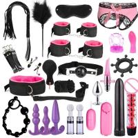 Leten Sextoy Bdsm Kit Set Vibrador Esposas Cuello Juguete Sexual Adulto Pareja Látigo Anal Buttplug para Hombres Juego Sexual Íntimo Bondage - details 3