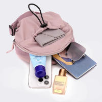 Bolsa de almacenamiento de nailon para teléfono móvil, bolso redondo pequeño informal de gran capacidad, Color sólido, estilo coreano, bolso de hombro individual para estudiantes - details 11
