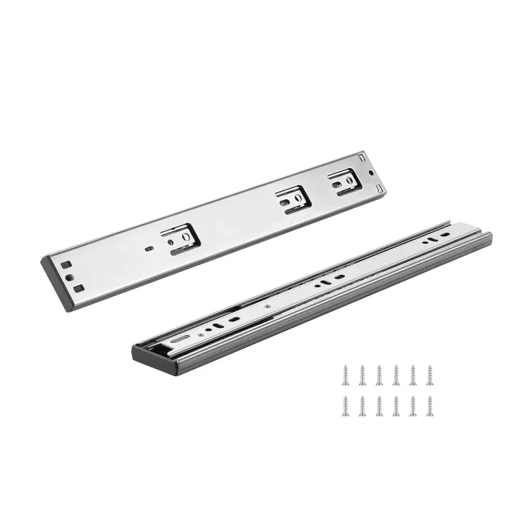 SucceBuy 10 pares de correderas para cajones de 406,4 mm. Rieles de montaje lateral. Extensión completa de alta resistencia. Pista de acero con cierre suave. Guías deslizantes silenciosas. Para gabinete, cocina. Rodamiento de bolas. Capacidad de carga de - 1