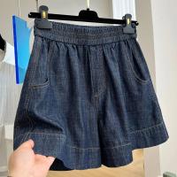 Pantalones Cortos de Cuerda para Mujer Pantalones de Verano Informales con Estilo Elegante y Ligero de Vaquero Azul - details 1