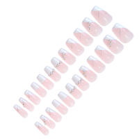 Manicura postiza larga rosa de estilo francés suave con uñas de borde inofensivo y liso para decoración de uñas DIY - details 3