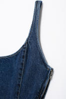 Vestido Vaquero Retro Sin Mangas Ajustado con Cintura Invertida Minivestido Informal de Moda para Mujer de Otoño de China Continental - details 5