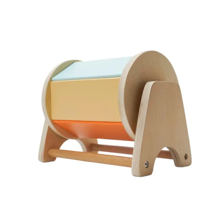 Tambor Giratorio Montessori Juguete de Madera para Niños Pequeños Ideal para Bebés de 6-12 Meses - 1