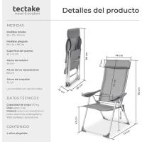 Conjunto Sillas Jardín Exterior de Aluminio, Respaldo Regulable y Reposacabezas, Conjunto Sillas Terraza Resistentes a Intemperie, Transpirable, Patas Reforzadas - 4 Sillas Gris - details 2