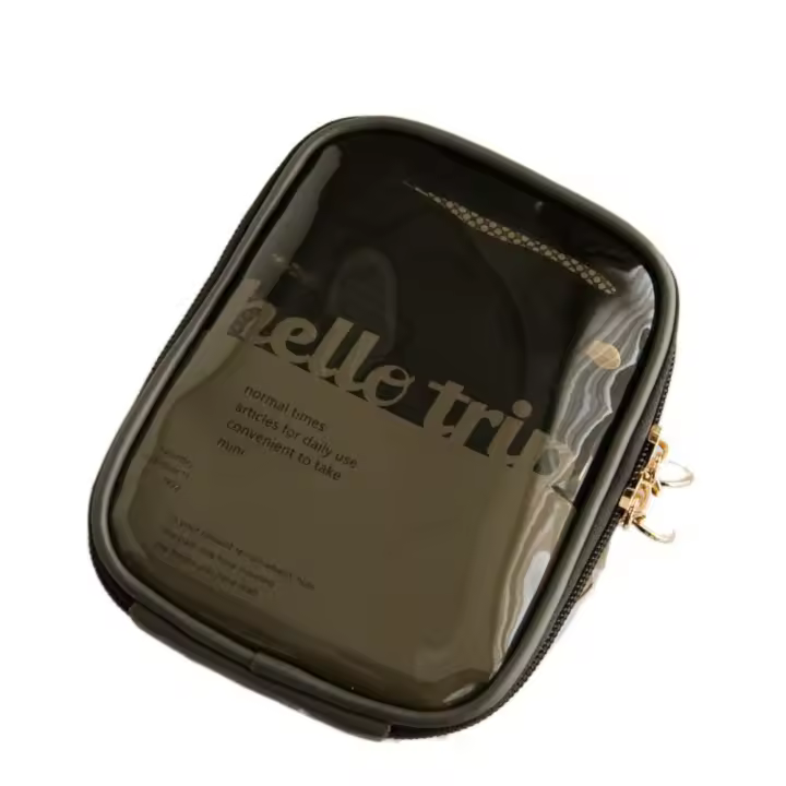 Mini bolsa de maquillaje creativa Preppy, bolso de mano transparente para almacenamiento de artículos de tocador, monedero impermeable a la moda para mujer - 1
