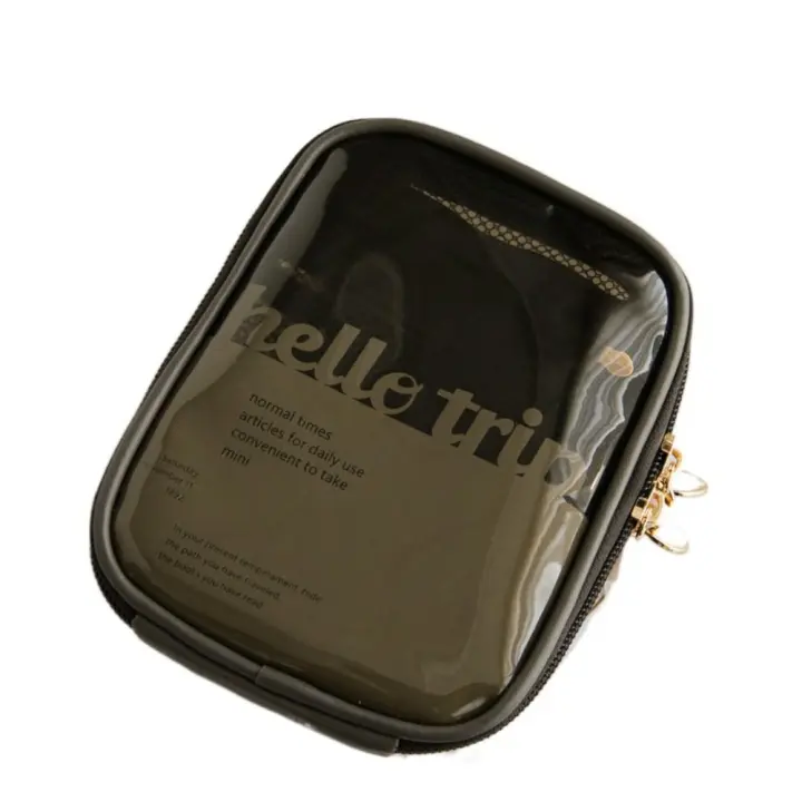 Mini bolsa de maquillaje creativa Preppy, bolso de mano transparente para almacenamiento de artículos de tocador, monedero impermeable a la moda para mujer - 1