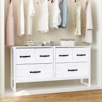 Cómoda con 6 cajones de tela, cómoda de dormitorio blanca, mueble de almacenamiento, muebles de dormitorio, cómoda para cocina, oficina, pasillo, mueble de TV con cajones - details 51