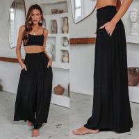 BUNO-Pantalones informales versátiles minimalistas para mujer, pantalones elásticos empalmados de cintura alta con bolsillos y pliegues, holgados, de color liso, a la moda, verano 2024 - details 5